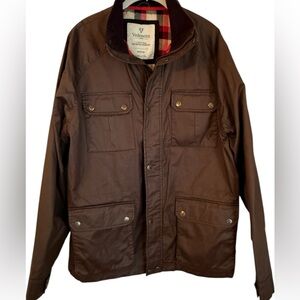 Vedoneire Waxed Cotton Field Jacket Brown Plaid Lined Mens XL